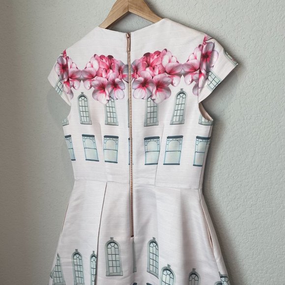 Ted Baker London Deonny Window Box Skater Mini Dress Pink  - Size 6 - EUC - Picture 4 of 13